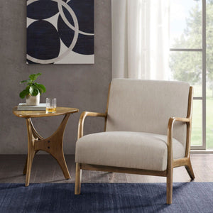 Mid-Century Style Lounge Chair With Upholstered Seat