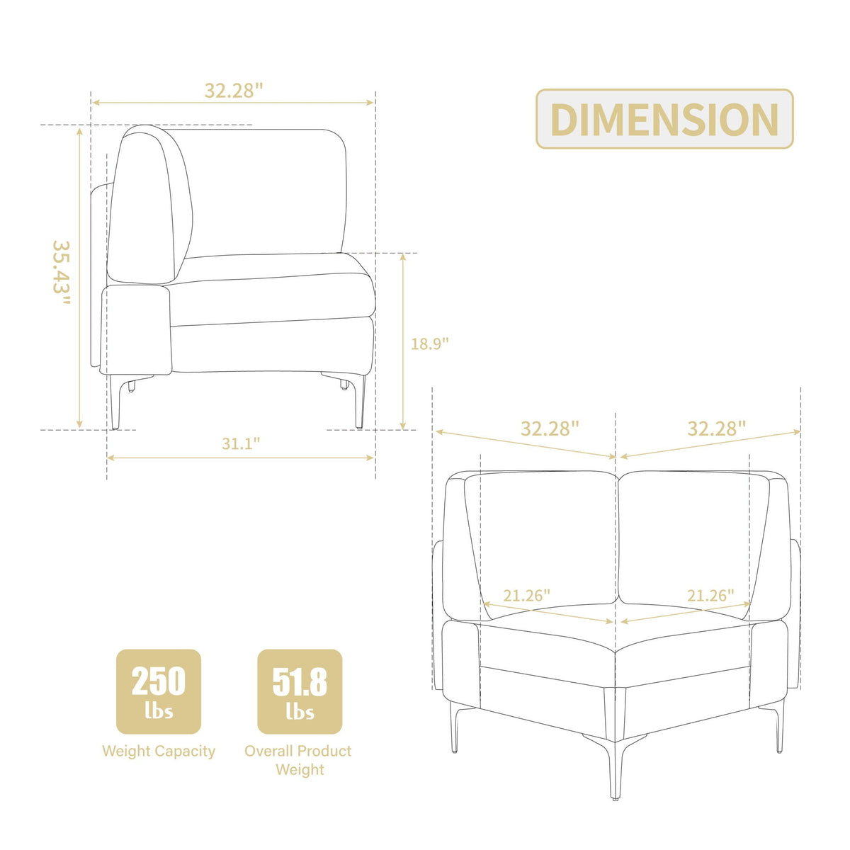 Modular Sectional Sofa Corner Seat