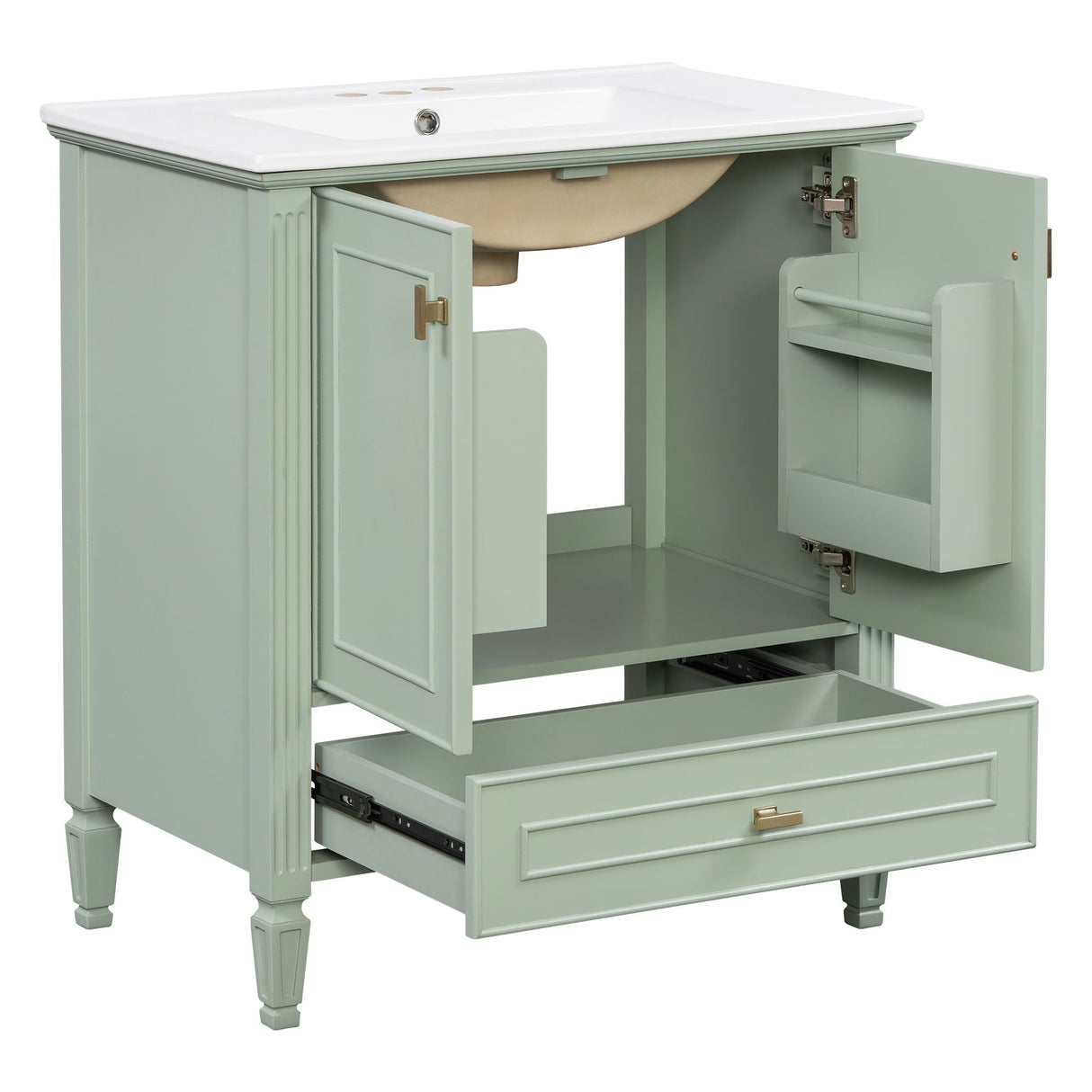 Freestanding Vanity With 1 Drawer & 2 Soft Close Doors With Door Mounted Storage