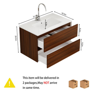 32-Inch Wall-Mounted Bathroom Vanity