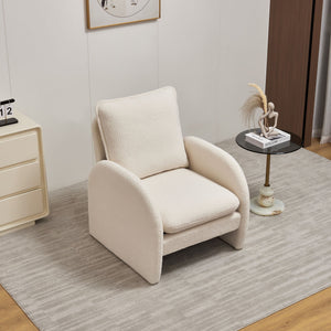 Modern Sherpa Upholstered Accent Chair, Comfortable Living Room Armchair, Lounge Chair For Bedroom, And Office
