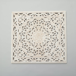 White Square Handcrafted Wooden Wall Decor – 36'x36'