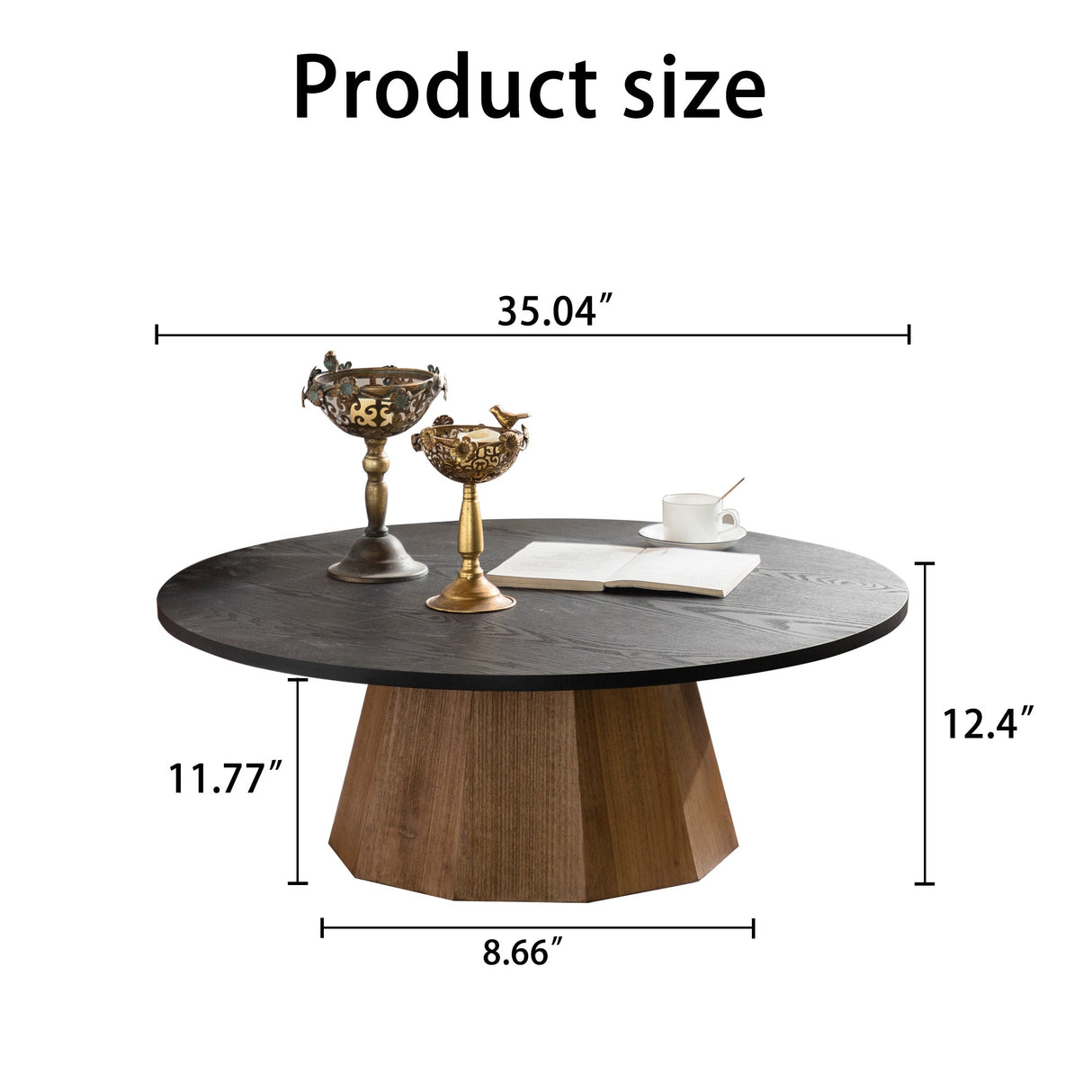Round Coffee Table with Sturdy Pedestal Design