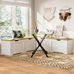 3-Piece L-Shaped Multi-Functional Storage Bench with Cushion