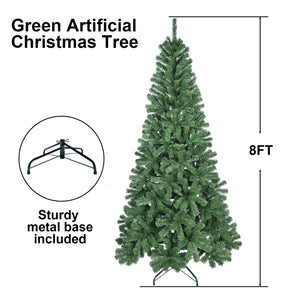 7FT Artificial Christmas Tree with Hinged Structure and Metal Stand - Green