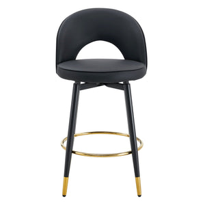 Modern Upholstered 360° Rotatable Bar Chair With Metal Legs For Dining Room (Set of 2)