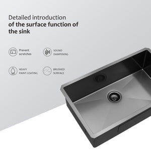 Undermount Kitchen Sink 16 Gauge Single Bowl Stainless Steel
