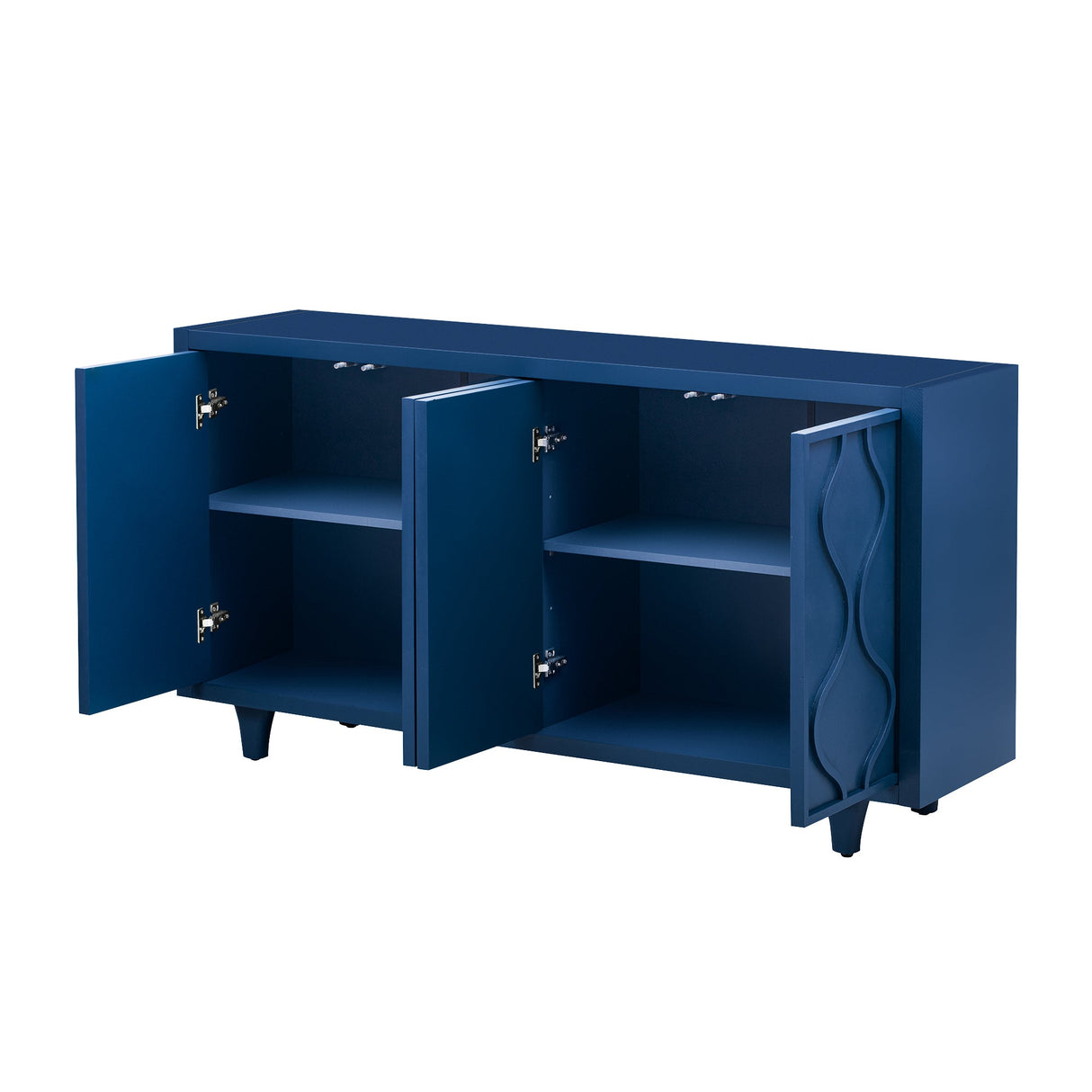 Storage Cabinet Sideboard Wooden Cabinet with Embossed Curved Doors