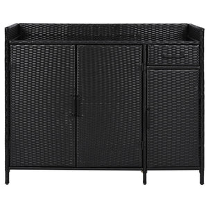 K&K 47.5"W Wicker Outdoor Storage Cabinet with Tempered Glass Desktop