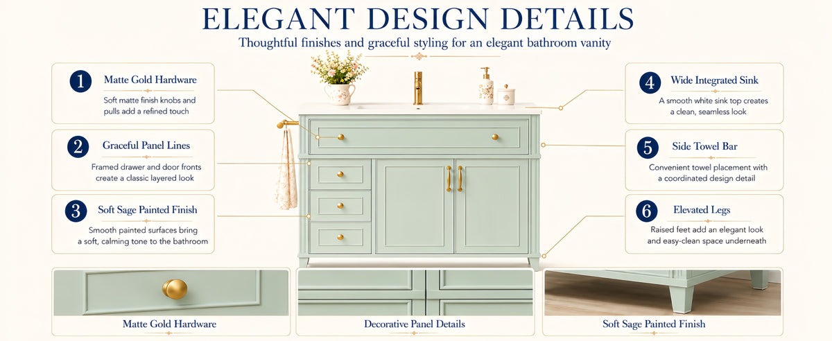 36 Inch Elegant Modern Bathroom Vanity with Sink