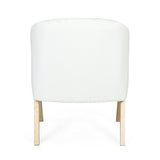 Modern Accent Chair with White Polyester Upholstery and Solid Wood Frame