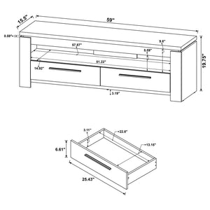 2 Drawer TV Console With Floating Top - Gray