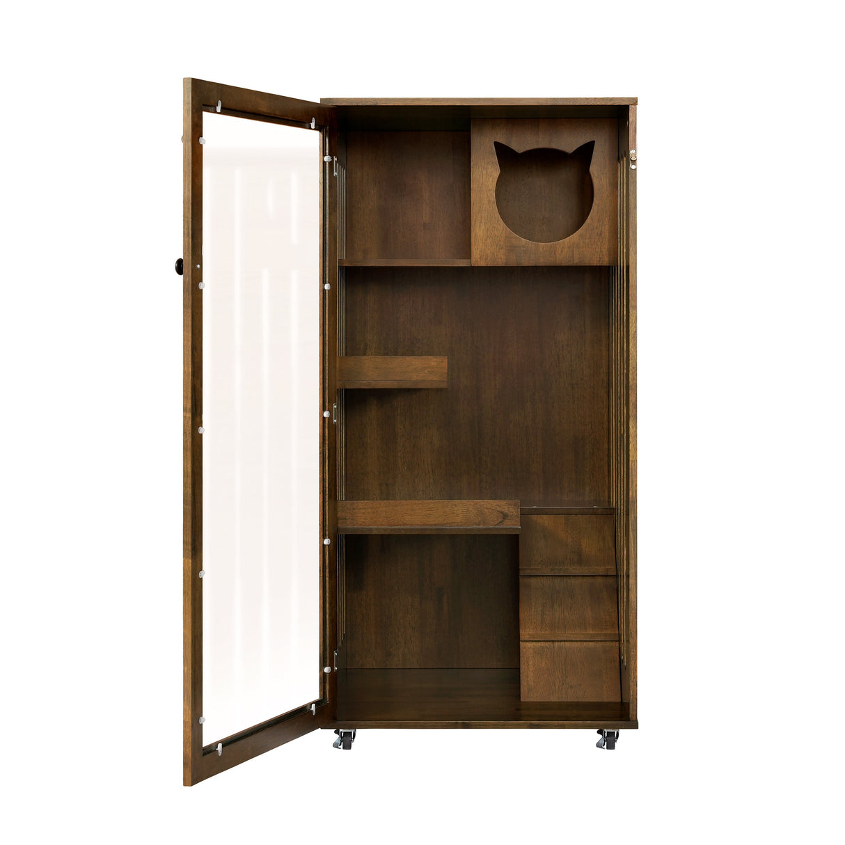 Basia Indoor Rubber Wood Cat Cabinet