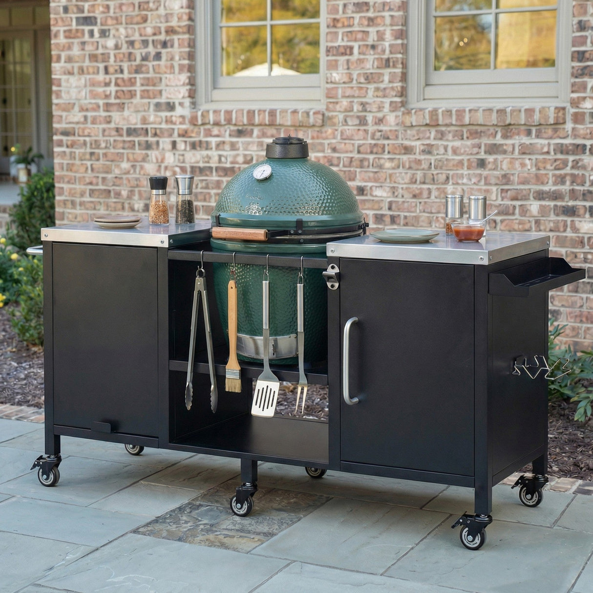 K&K 72.4' Large Grill Table for Big Green Egg
