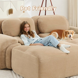 Three-Seat Modular Sofa With 3 Ottomans – Camel