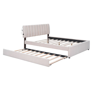 Upholstered Platform Bed With Trundle