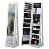 Full length mirror 360° swivel jewelry cabinet