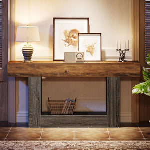 Console Table With 2 Tier Storage, U Shaped Base