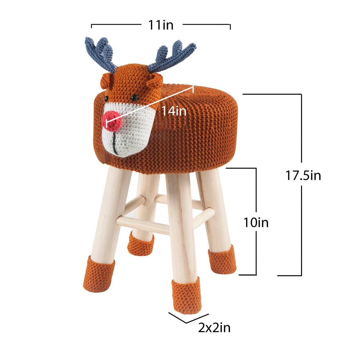 Animal Ottoman Stool - Polyester Upholstered Cute Deer Foot Stool