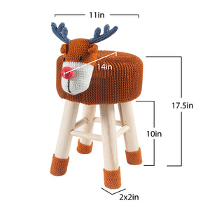 Animal Ottoman Stool - Polyester Upholstered Cute Deer Foot Stool