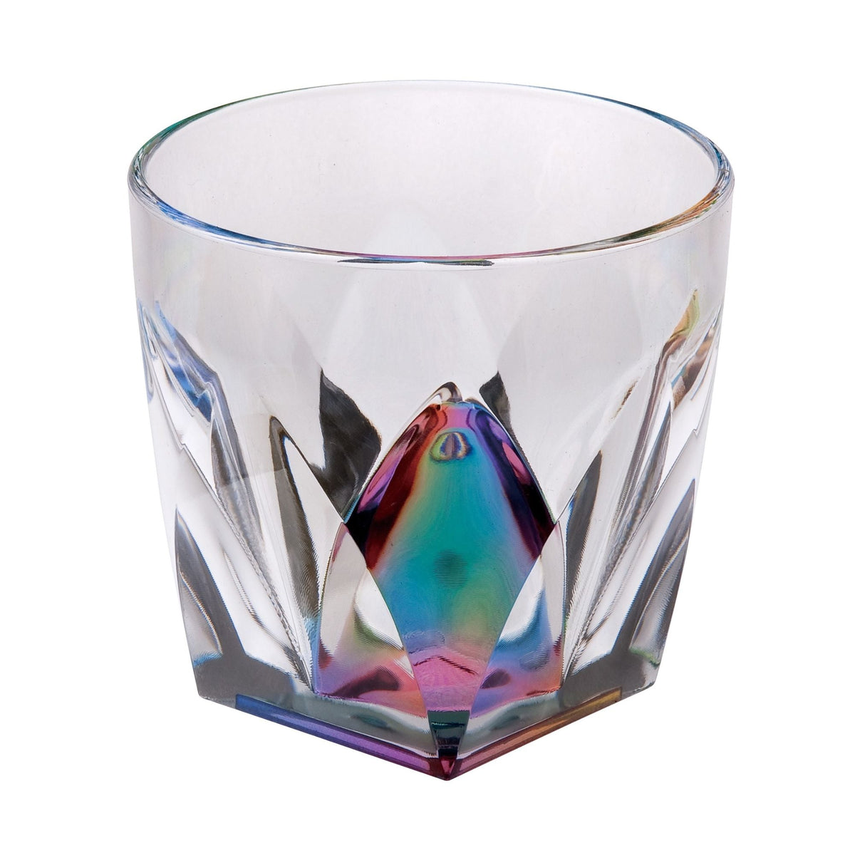 Leading Ware Rainbow Diamond Acrylic Glasses Drinking (Set of 4) Dof 9Oz Bpa Free Plastic Cocktail Glasses - Clear