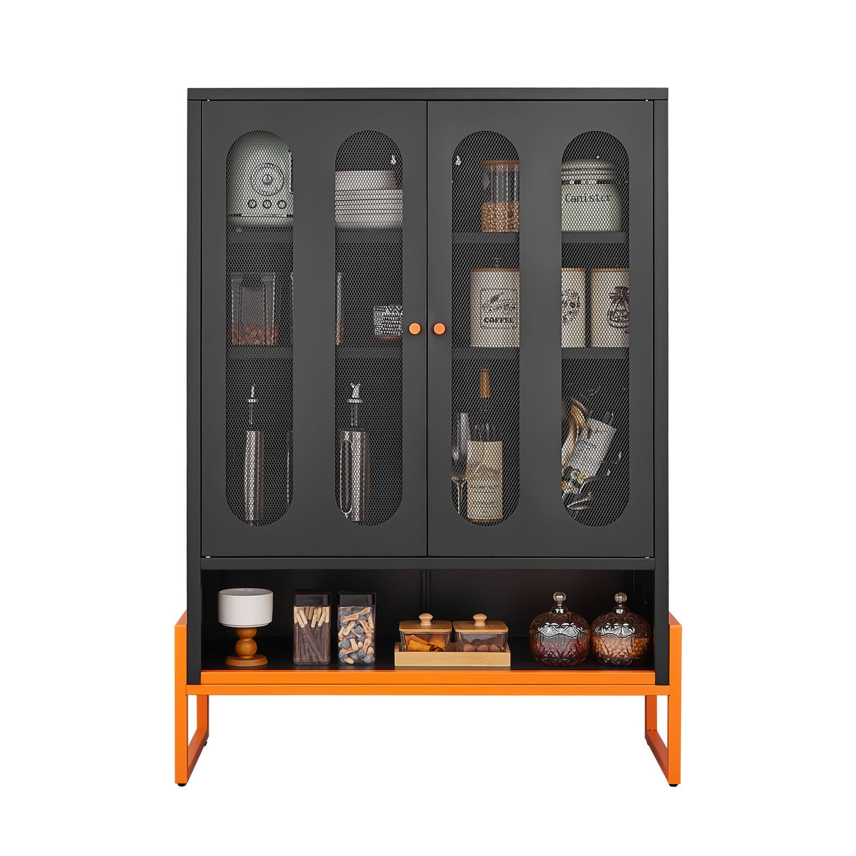 Modern Metal Shoe Cabinet With DoublebSided Doors And Adjustable Partitions