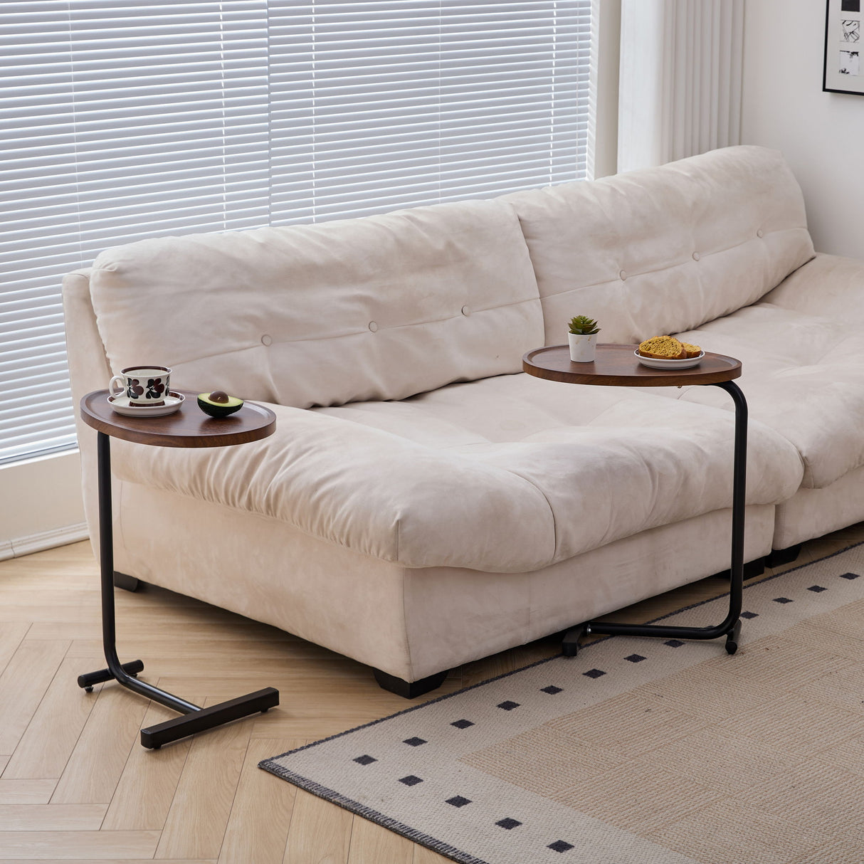 C-Shaped Side Table, Small Sofa Table for Couch and Bedroom