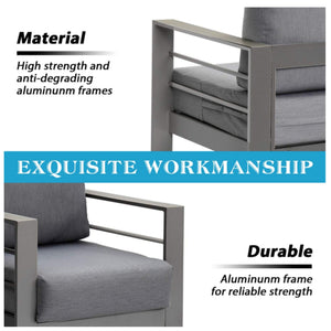 Patio Armchairs With Thick Cushions, All Weather (Set of 2) - Gray / Gray