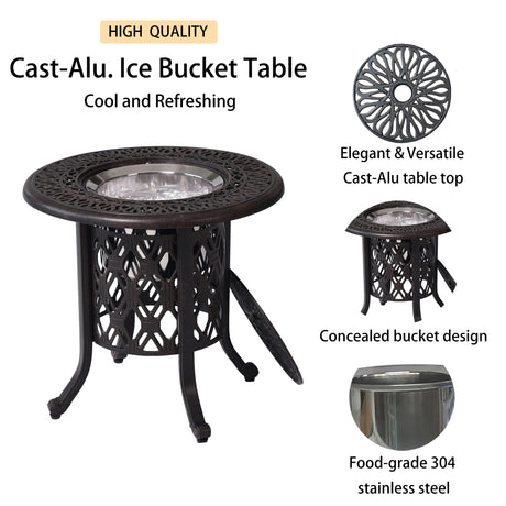Hand brushed patina/bronze cast aluminum, food grade 304 stainless steel ice bucket/pail table set