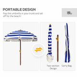 6.2' portable beach umbrella, uv 40+ ruffled outdoor umbrella with vented canopy