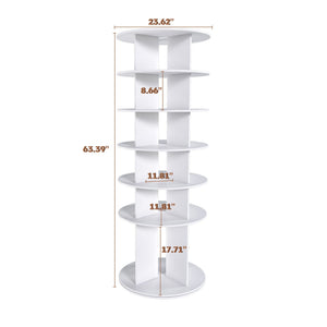 6 Tier Spinning Shoe Rack with 360° Revolving Organizer - White