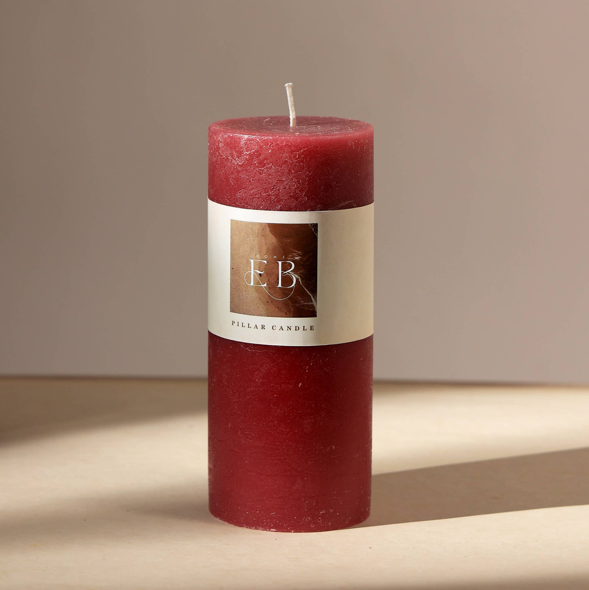 Rustic-Pillar-Candle-(3'-x-7')--Elegant-&-Long-Lasting-Wax-Candle-Wine-Red-