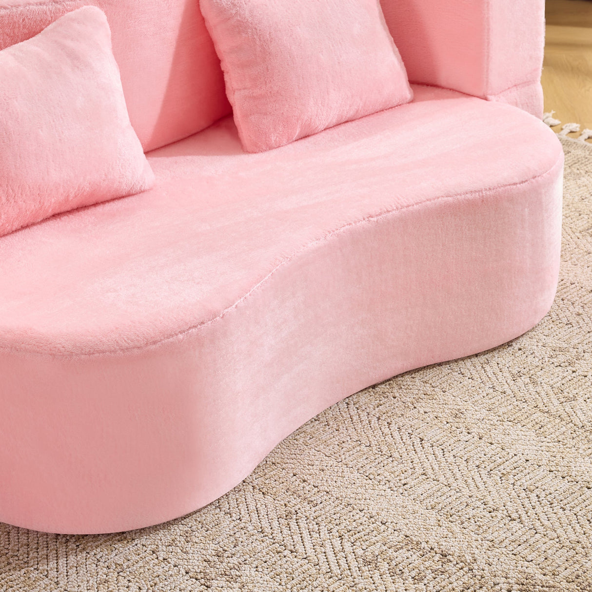 71-Inch Folding Sofa Bed in Pink Chenille with High-Density Foam