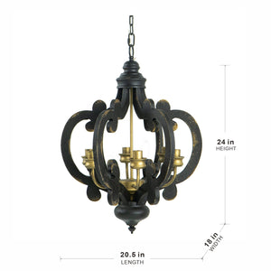 Farmhouse 6-Light Wood Chandelier Pendant Light Fixture