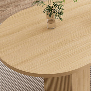 Oval Dining Table With Wood Strip Base