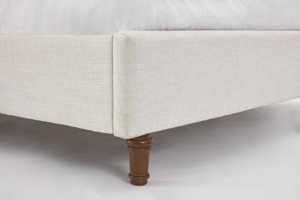 Harper upholstered bed, 54" headboard, textured ivory canvas