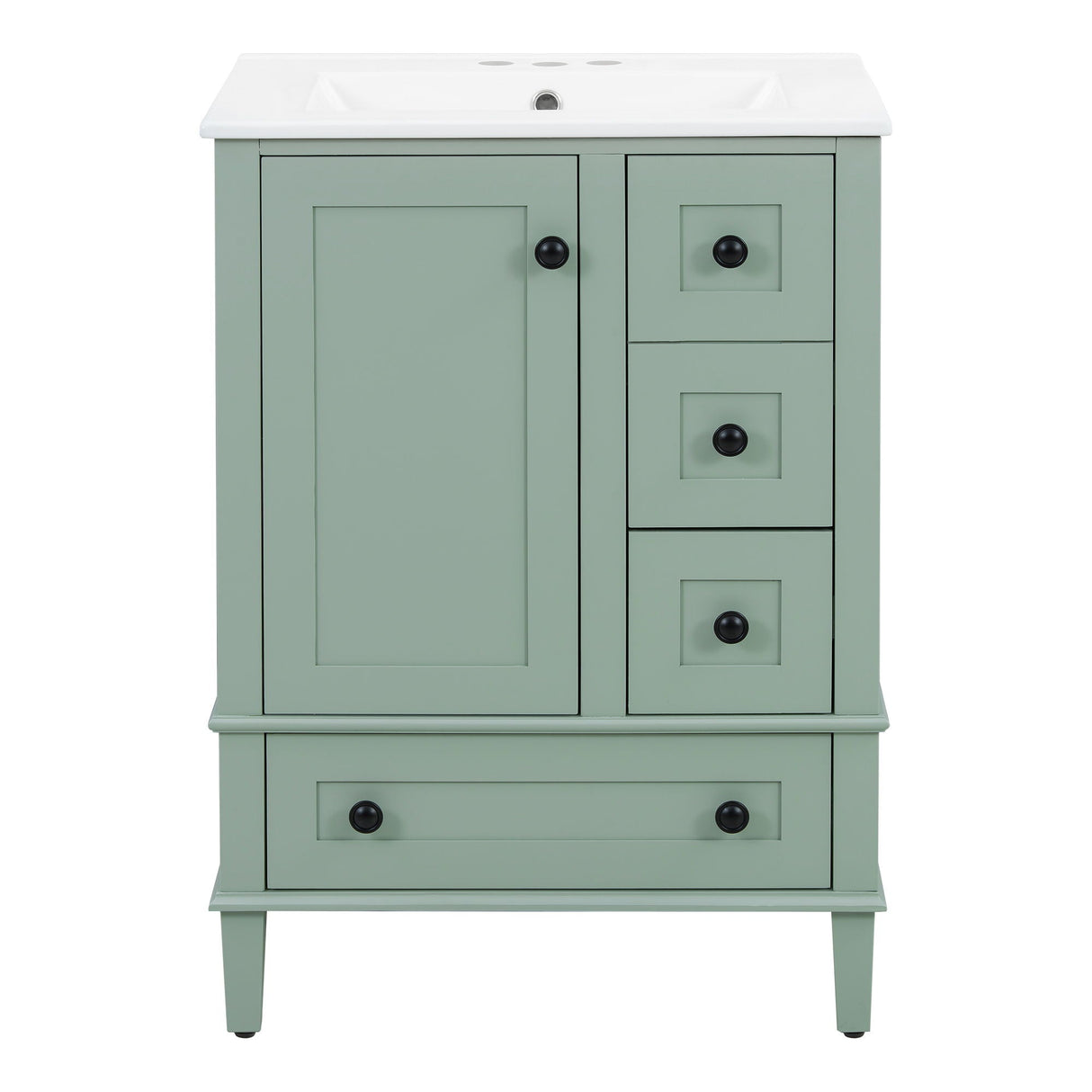 Bathroom Vanity With Integrated Basin, Soft Close Drawers, Door Mounted Double Layer Shelf