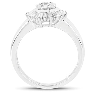 0.75 Carat Genuine White Diamond .925 Sterling Silver Ring