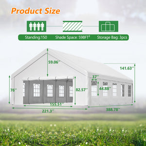 20x32 FT Party Tent with Removable Sidewalls & Storage Bags