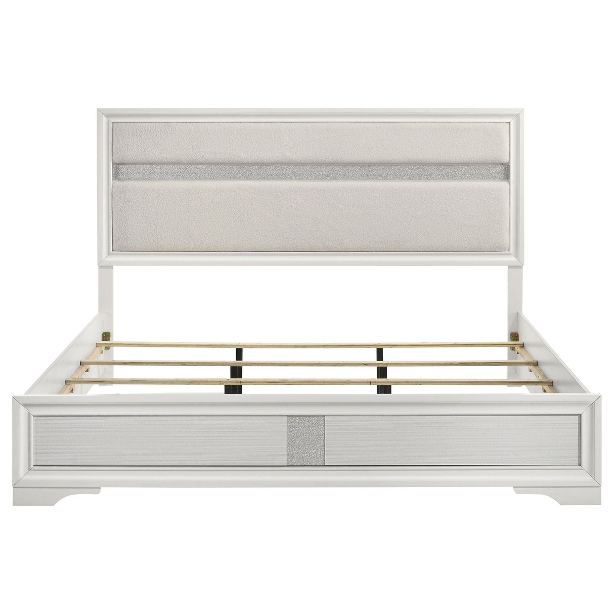 Miranda 54-inch Upholstered Eastern King Panel Bed White
