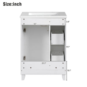 Transitional Style Bathroom Vanity Cabinet With Ceramic Sink