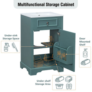 Elegant Bathroom Vanity With Ceramic Sink, Soft Close Door, Adjustable Shelf