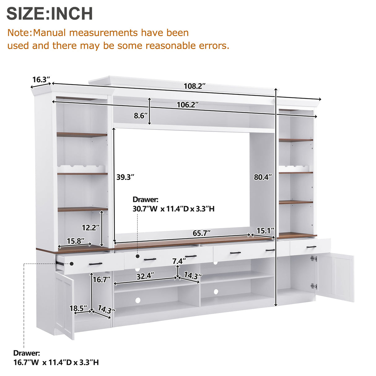 Farmhouse 4-Piece Entertainment Center with Bookshelf for TVs Up to 70"