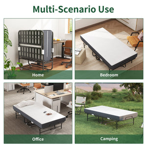 Twin Extra Long Folding Bed for Tall People with Memory Foam Mattress