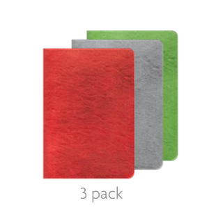 Soft Cover Notebook 3 Pack - Red, Green and Silver