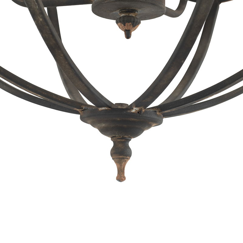 4 Light Metal Chandelier in Black Iron with Adjustable Chain