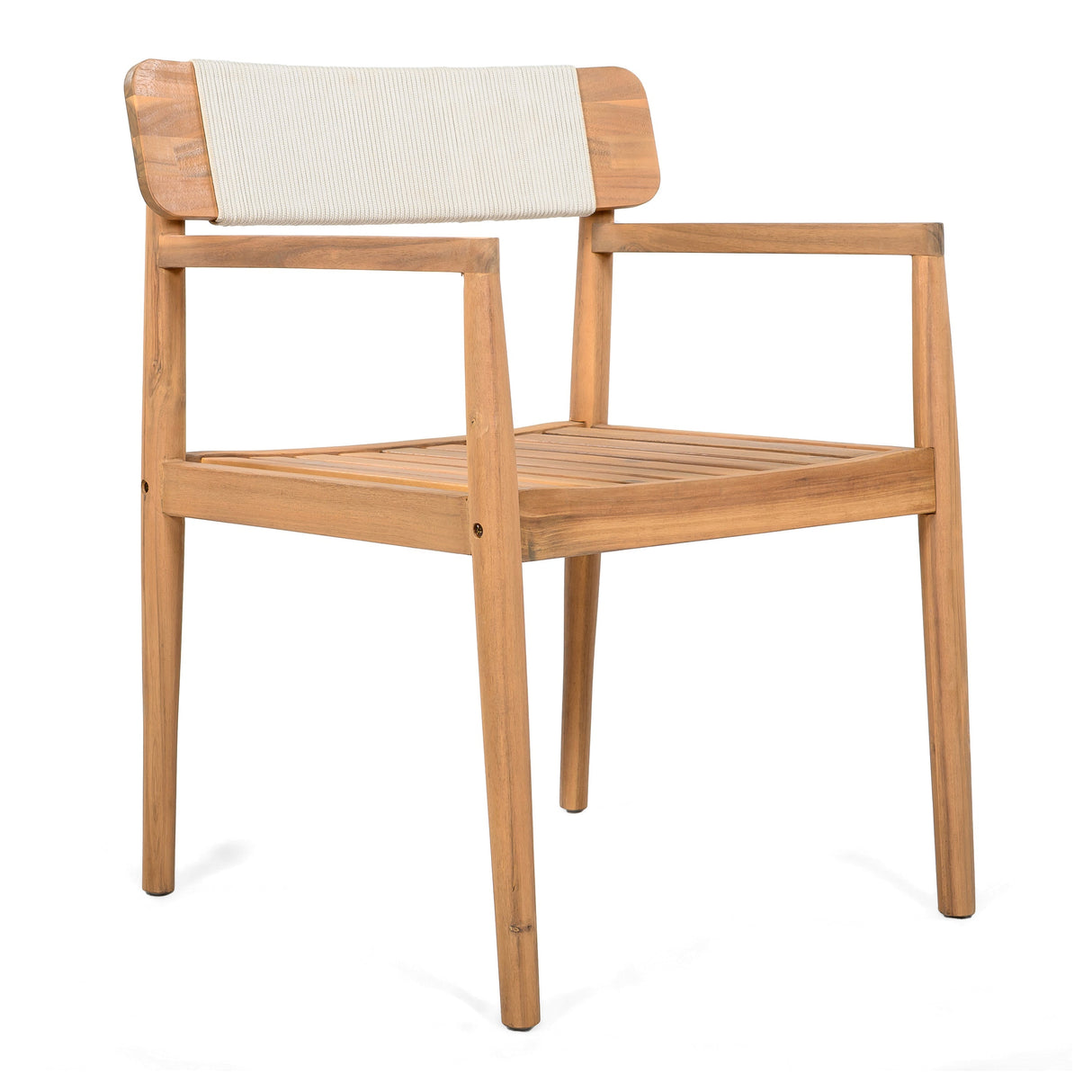 Creative Braided Acacia Wood Outdoor Dining Chairs with Armrests – Set of 2