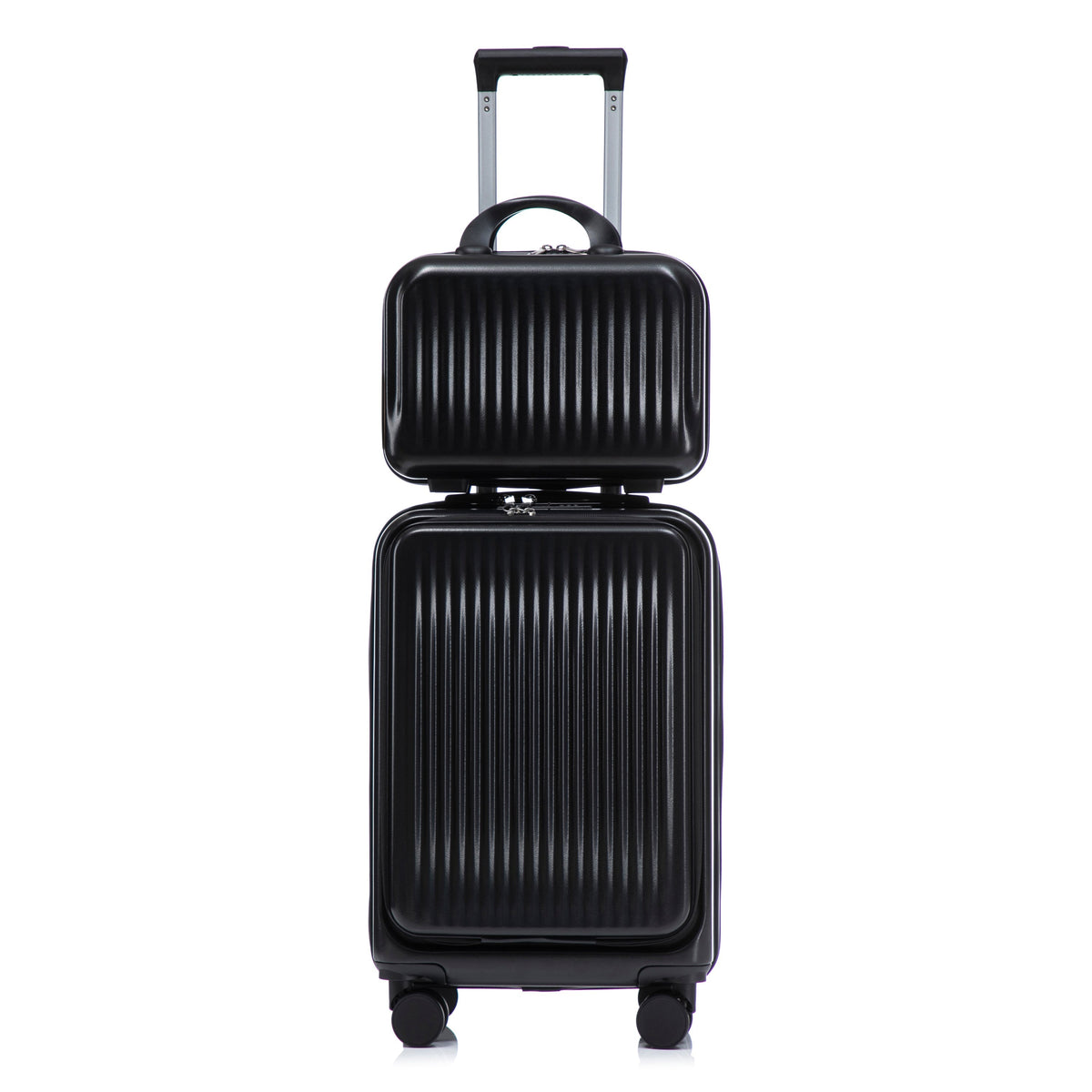 ABS Spinner Wheel Luggage Set with Cosmetic Case - Black
