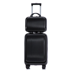 ABS Spinner Wheel Luggage Set with Cosmetic Case - Black
