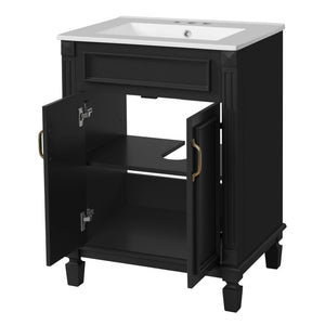 Bathroom Vanity With Top Sink, Cabinet With 2 Soft Closing Doors